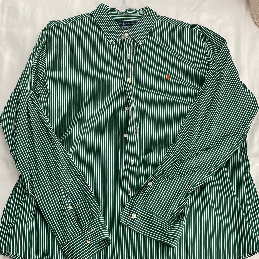 Ralph Lauren Green and White  Button Down Shirt